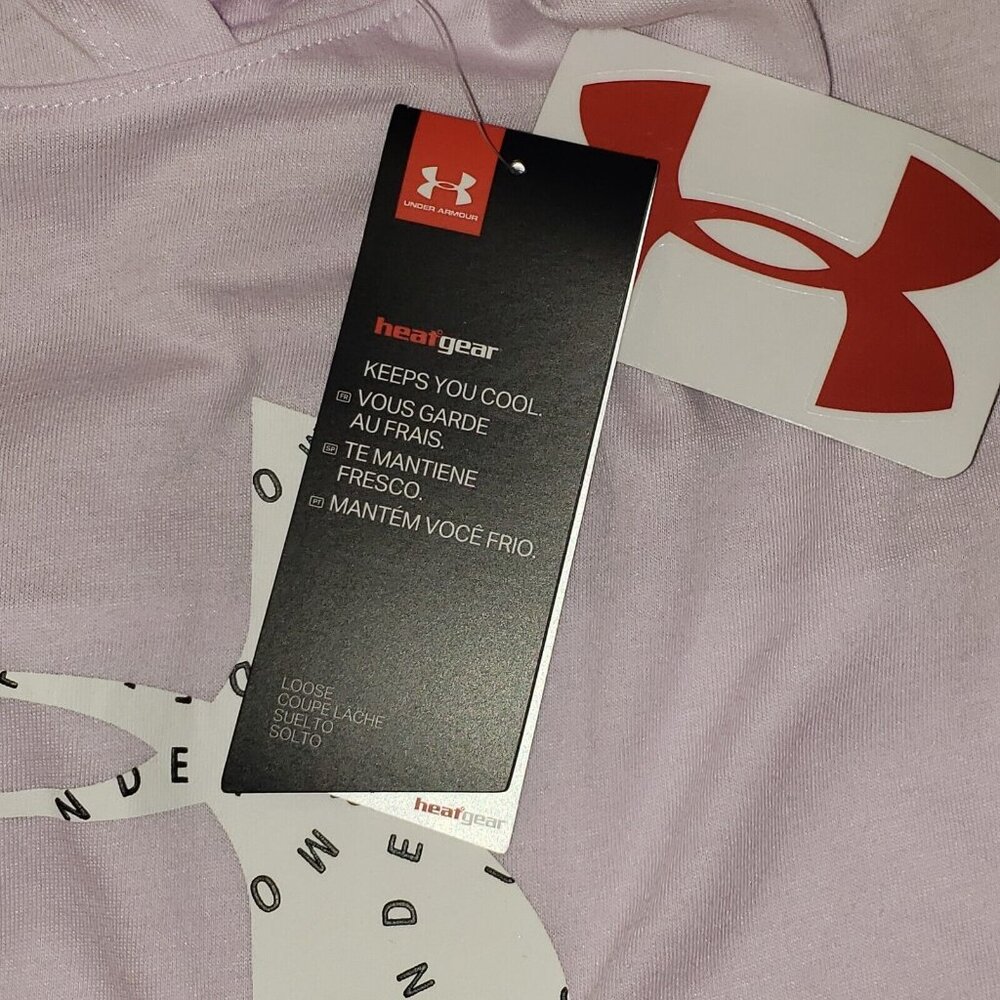 Under Armour Favorite Jersey Hoodie Girls' XLarge Purple & White Logo Athleisure - Picture 12 of 16